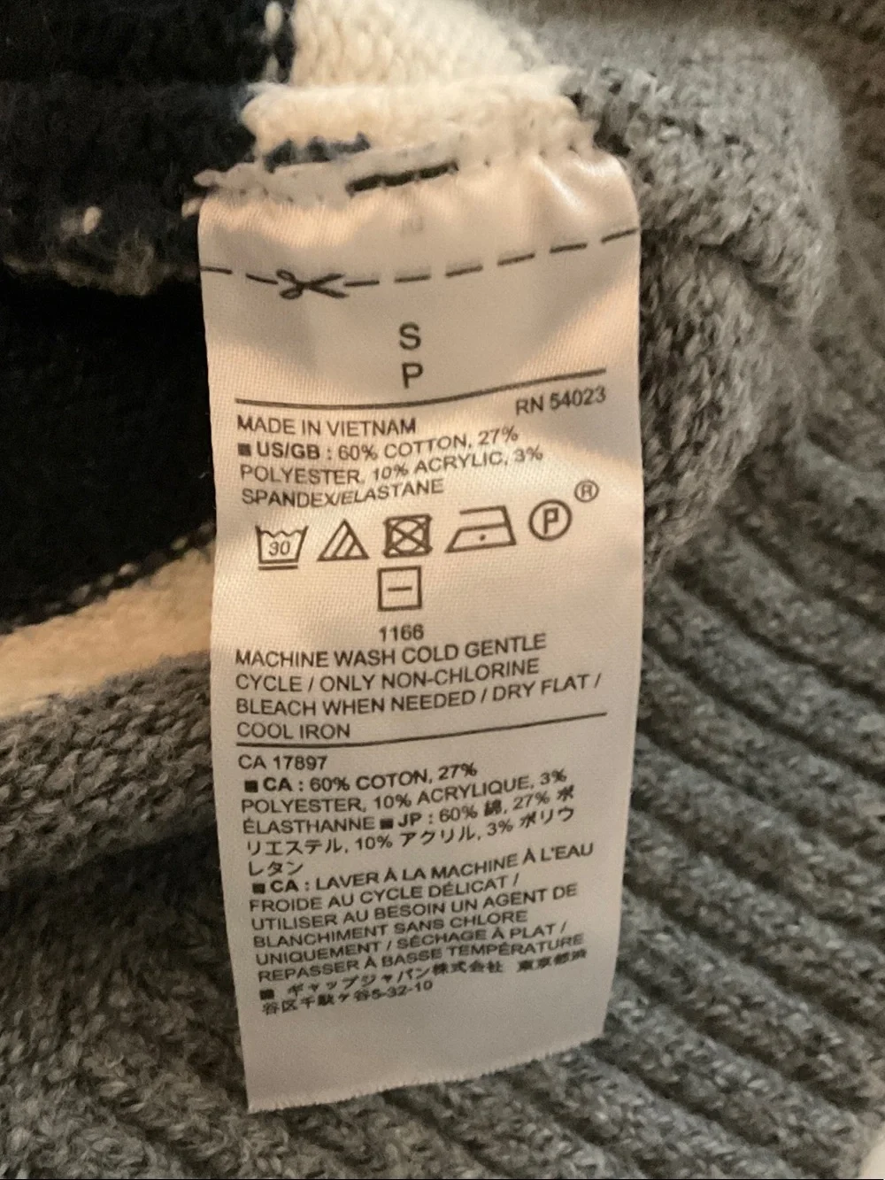 Banana Republic Gray, Navy & White Striped Crewneck Sweater